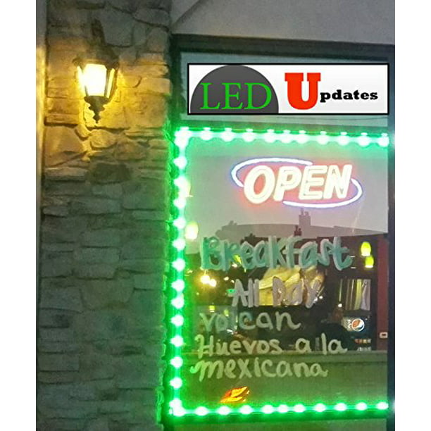 Storefront Window LED Green light 20ft with UL Listed 12v 3A Power supply 